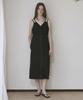 Mosyupamosyu Cutout V-Neck Dress [Black]