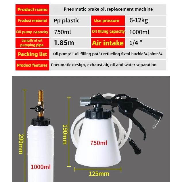 1 Set Car Brake Bleeder Hydraulic Pumping Fluid Pump Kit Oil Change Purge Tank Tubes Repair Tool Truck Motorcycle Accessories
