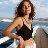 Women's Lace Deep V Backless Camisole with Padded Bra