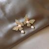 S925 Silber Schmetterling Perle Emaille Ohrringe für Damen - Koreanischer Retro-Stil