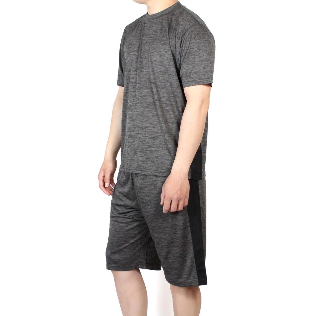 Stayland Kurzarm- und Hosen-Set mit seitlichem Loungewear- und Pyjama-Herren-T-Shirt Streifen, (Holzkohle, LL)