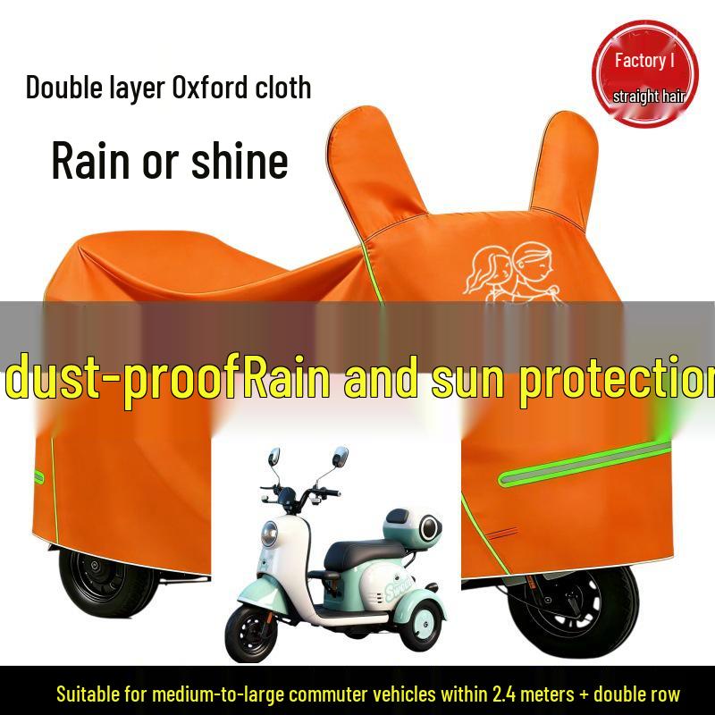 Thickened Electric Vehicle Rain & Sun Protection Cover for Battery Cars and Scooters