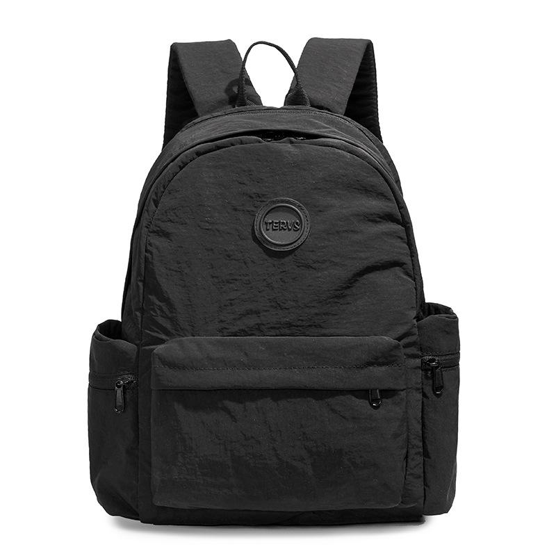 Outdoor Nylon Backpack Women Solid Color Backpack Student Schoolbag