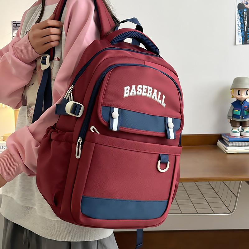 Letter Multicolor Baseball Nylon School Bag With Breathable Padding Teens For