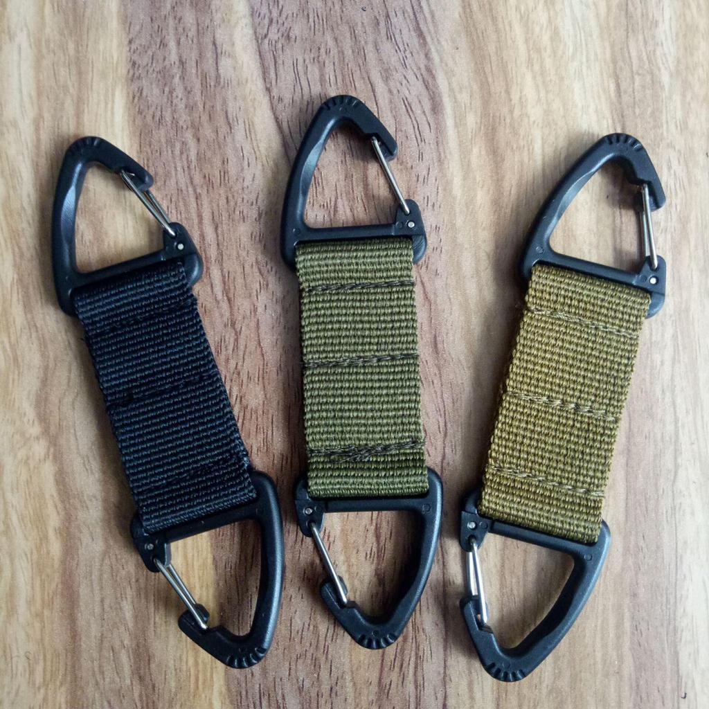 Outdoor Tactical Nylon Carabiner: Double-Point Triangle Buckle with Quick Release Keychain