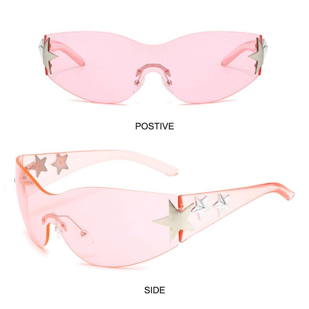 Aesthetic Y2K Sunglasses Futuristic 2000S Accessories Star Wrap Around Sun Glasses  for Women