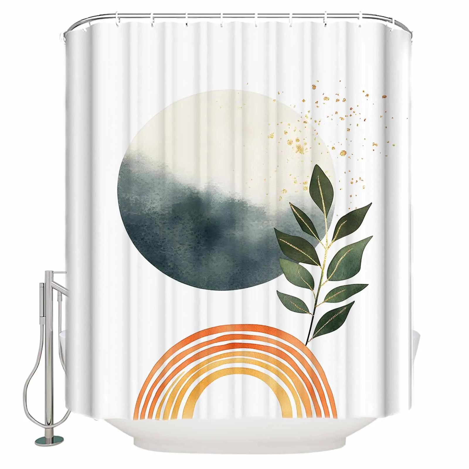 

Retro Simple Lines Leaves Shower Curtains Waterproof Bath Curtains Home Decor Modern Luxury Bathroom Curtain W60H190(CM)-1 Pcs