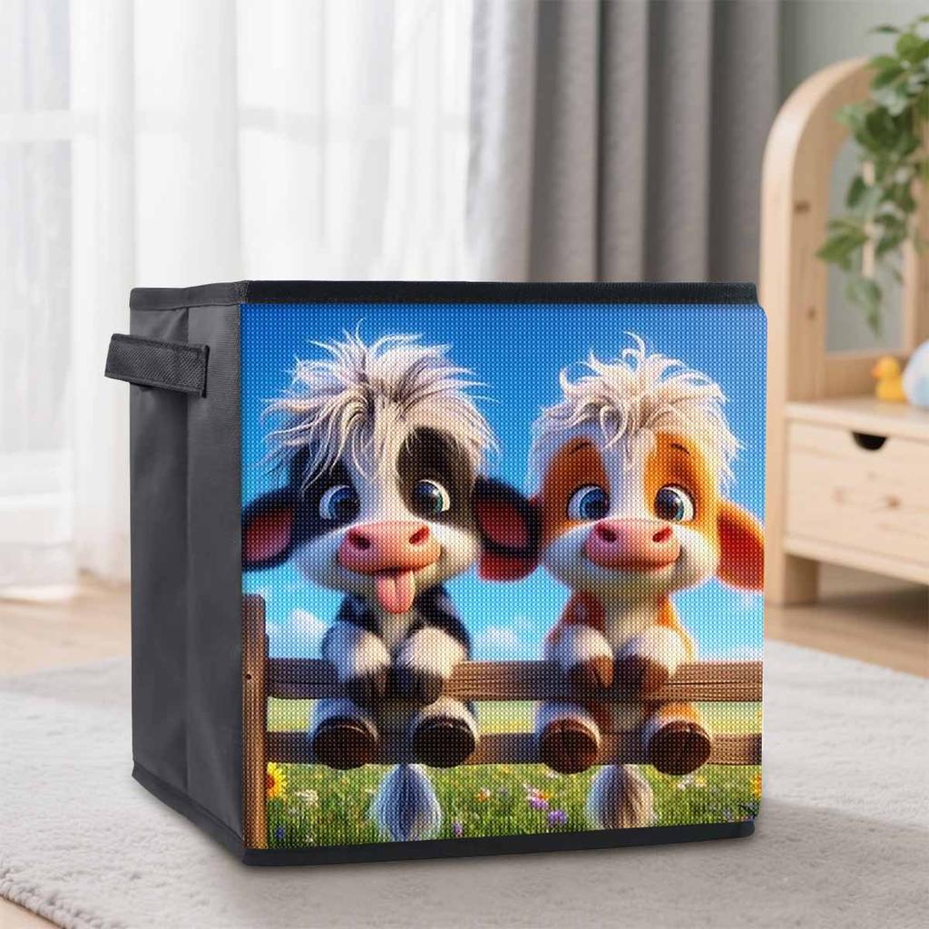 A Handsome Cow 5D Diamond Painting Storage Basket Full Round Drill Mosaic Diamond Embroidery Cross Stitch Kits Home Decor Home Decor