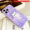 2DFlat White Cat Amid Purple Flowers Phone Case All inclusive film hard iPhone case, compatible with iPhone 18 Pro Max 17 16 15 14 13 12 11