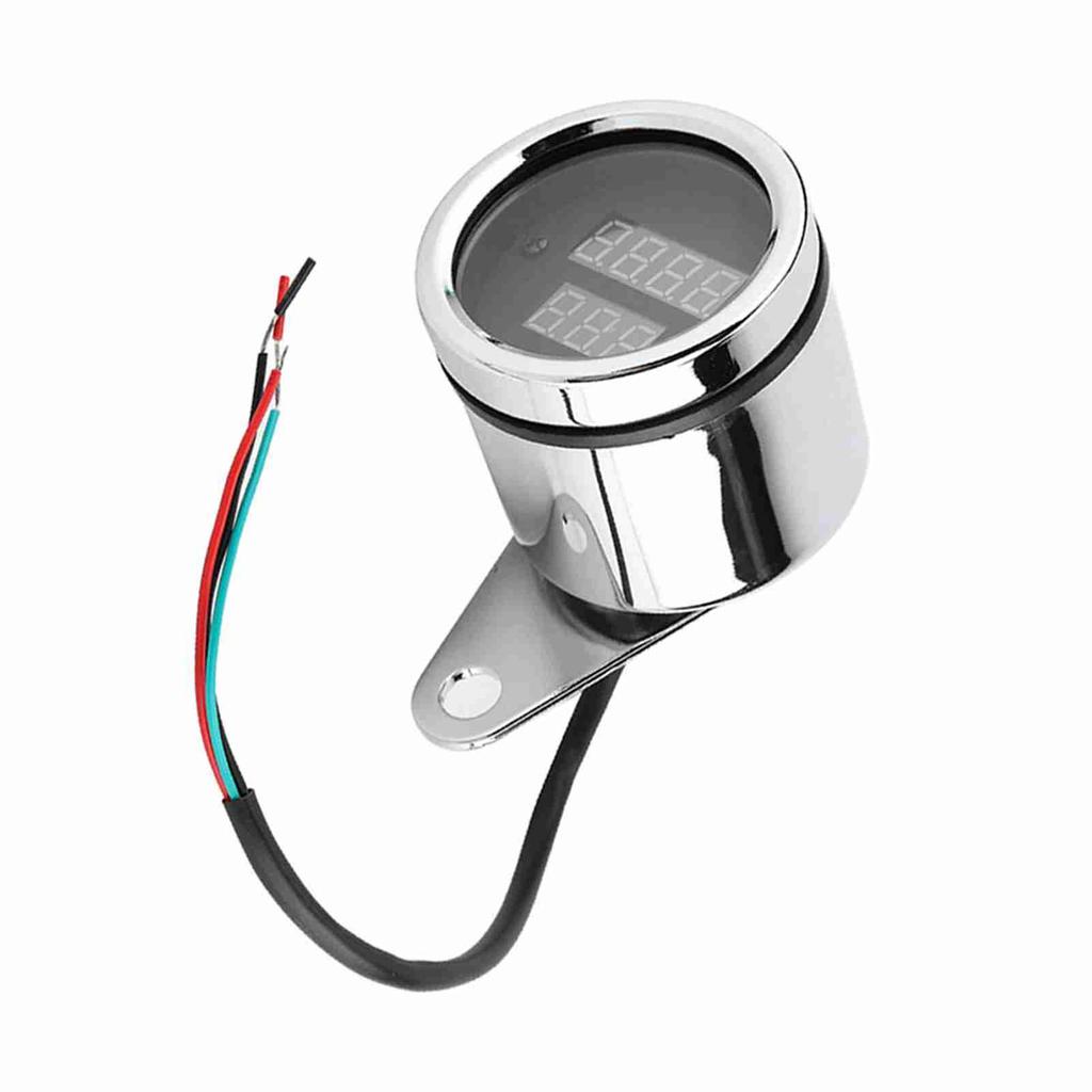 2 In 1 Motorcycle LED Digital Voltmeter Tachometer Gauge Metal Odometer Speedometer