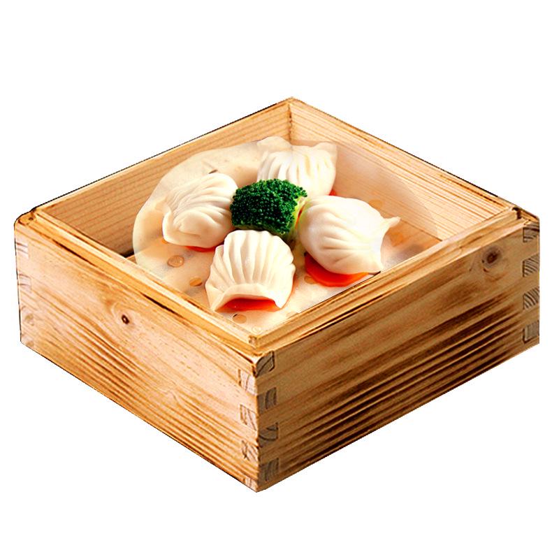 Cedar Wood Dim Sum Steamer Basket - Square Xiaolongbao & Rice Rack for Cantonese Tea
