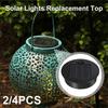 Solar Lantern Light Replacement Tops LED Round Solar Panel Lantern Lids Solar Lights Replacement Parts with 30 LED String Lights