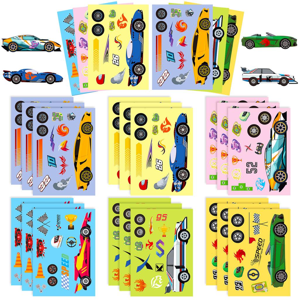 6 Pieces/package Racing Assembly Puzzle DIY Children's Puzzle Toy Stickers New Products Children's DIY Stickers