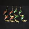 Green Red Spiral Hook Earrings for Women Rhinestone Gold Color Metal Twisted Long Hanging Earrings Bohemian Exaggerated Jewelry