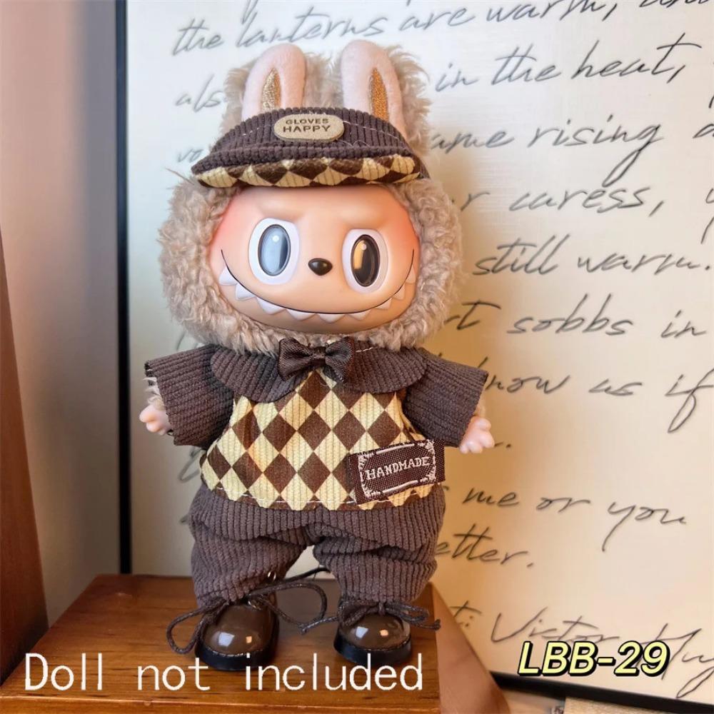Only Clothes For 15-17CM Labubu Mini Accessories Clothes Clothing Dolls Set Sitting Party Scarf Hat Bag Cute Decoration Gift