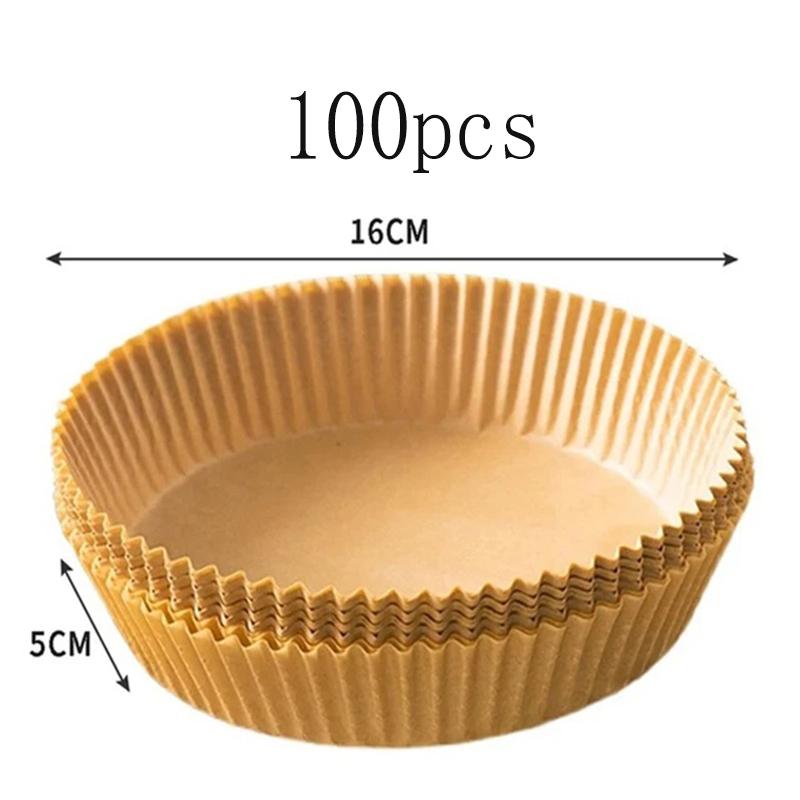 50/100Pcs Air Fryer Disposable Paper Square Round Baking Paper Barbecue Plate NonStick Mat Kitchen Oven Oil Absorbing Paper Tool