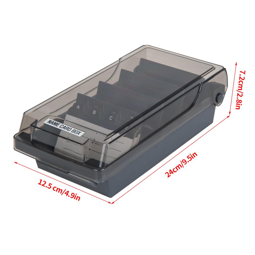 Professional Business Card Holder Box for  , Large Capacity 500 Card Storage with Dividers and Index Tabs, Clear Plastic Lid