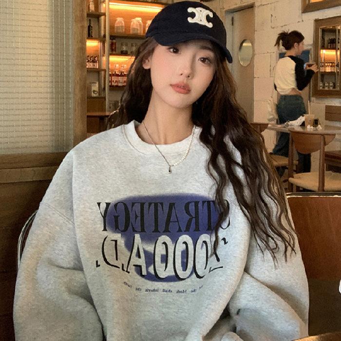 Fleece oversize sweater women s spring and autumn 2025 new European goods ins loose lazy style jacket S