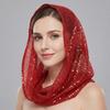 Solid Color Sequin Hooded Headscarf Breathable Soft Sequin Head Wraps Fashion Hijab  Spring Summer