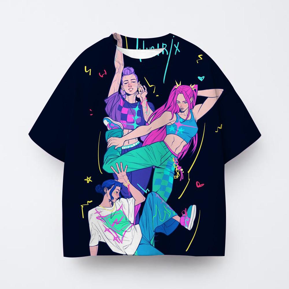 T-shirt Summer Youth Casual Short Sleeve Sports Cartoon Print Fashion T-Shirt Girls Clothing