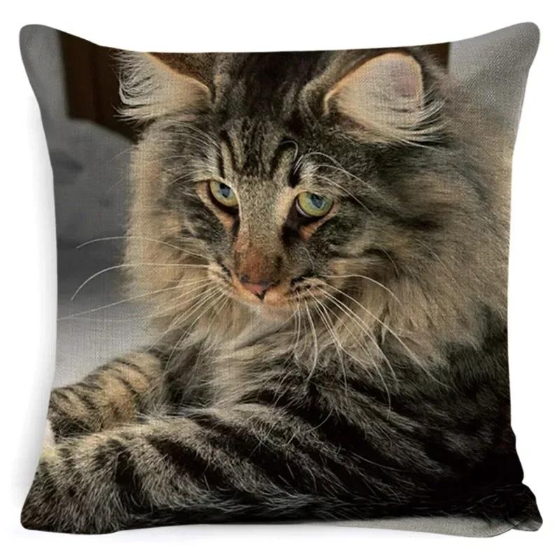 Black Cat Cushion Cover Cotton Linen Square Cat Pillow Case Decorative Pillow Cover for Home Car Sofa Decora Pillowcase Cojines