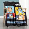 Bluey 149 Customize Text Blanket Cozy Personalized Blanket Comfortable Versatile for Bed Couch Bedding Sofa Ideal for All Seasons
