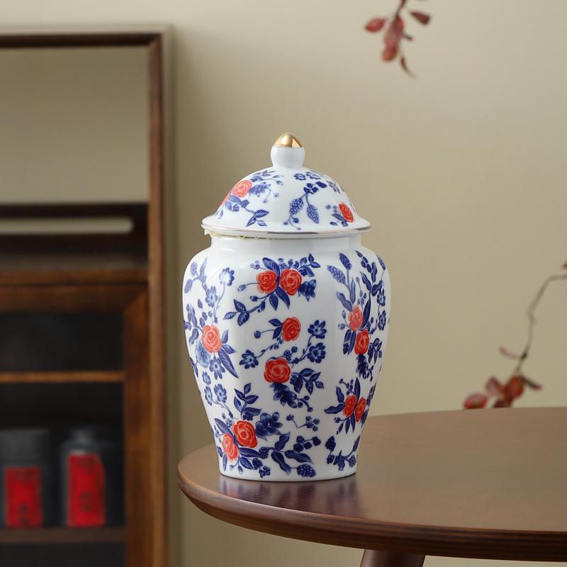1300ML Ceramic Tea Pot Household Moisture-proof Sealed Pot Tea Container Living Room Coffee Table Desktop Decorative Ceramic Pot
