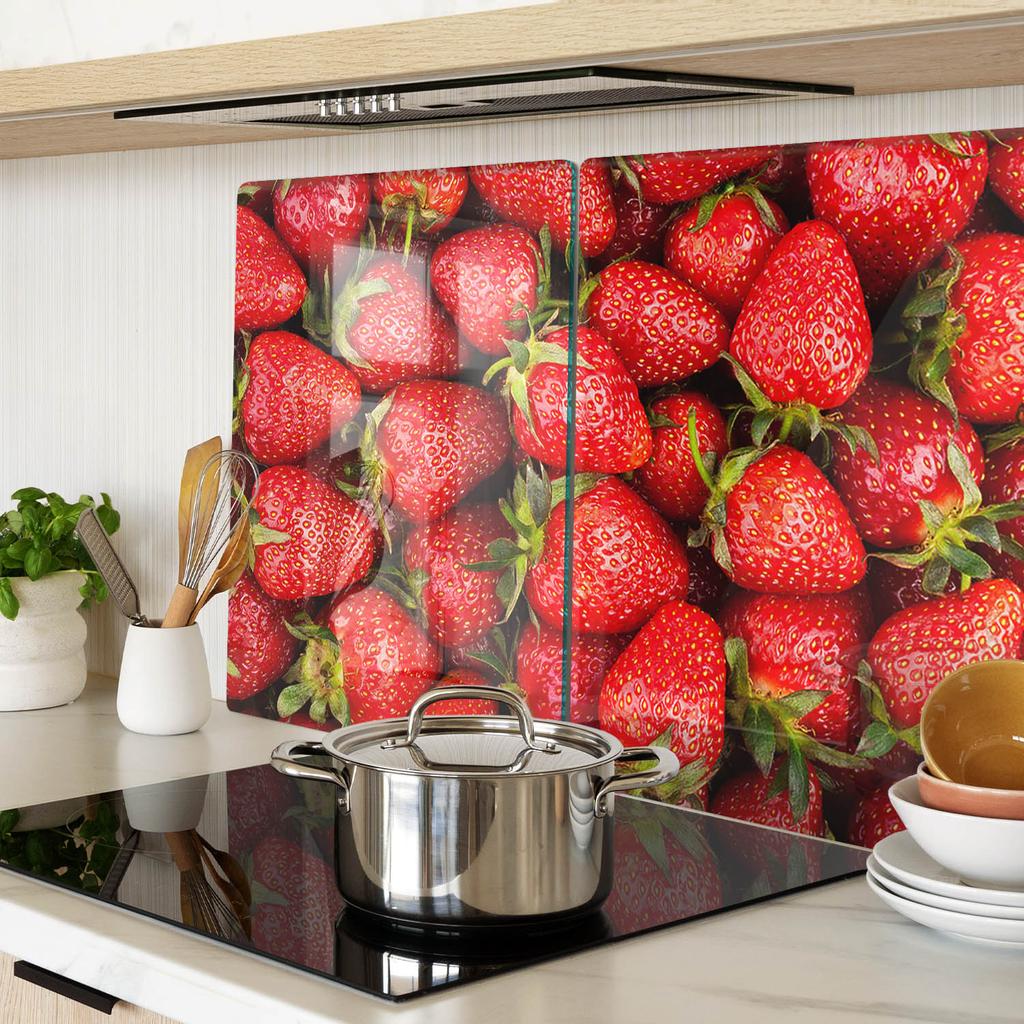 Glass Decorative Serving Boards for Snacks Strawberries 2X40X52 Cm