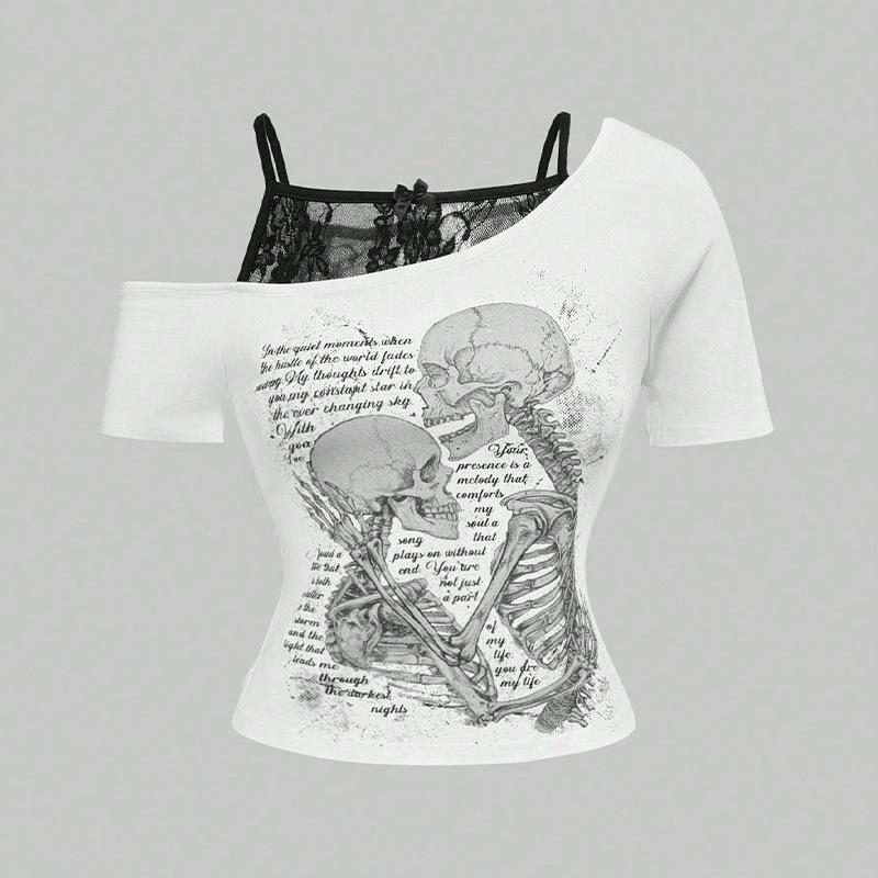 

Y2K Spring/Summer Retro Printed Short sleeved T-shirt L білий