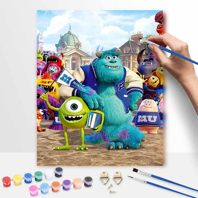 Disney Monsters University oil paint by numbers painting kit handmade diy home decor gifts wall art canvas picture for living room