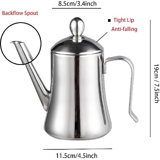 IMEEA 1 Quart Large Olive Oil Dispenser Bottle SUS304 Stainless Steel Oil Dispenser with Drip Free Spout