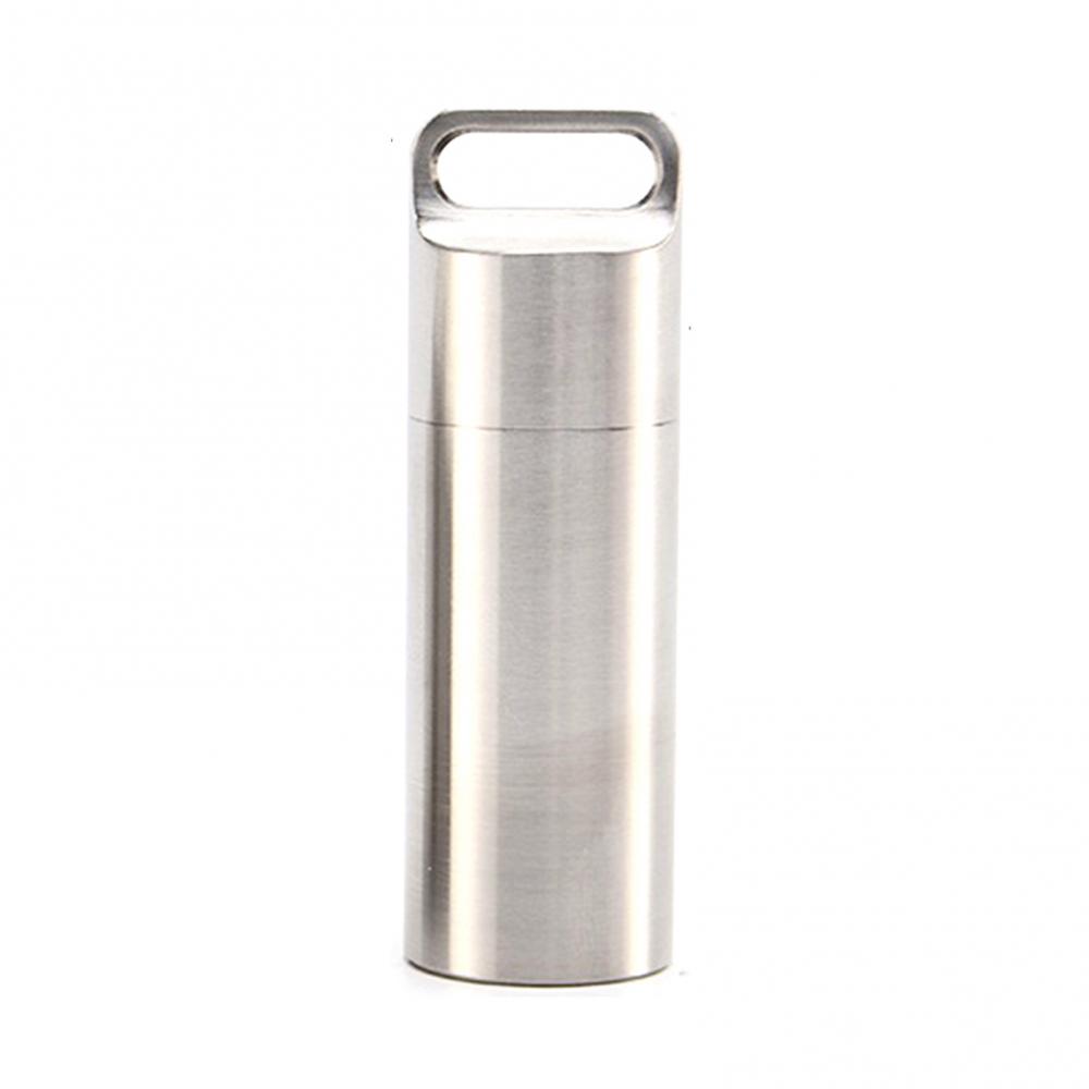 Sealed Waterproof Mini Pill Box Stainless Steel Capsule Camping Firstaid Pendant