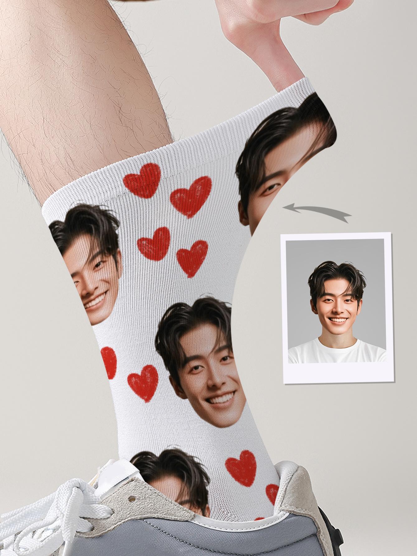 

3D Носки с индивидуальным принтом лица - DIY Рождественский подарок, Полиэстер, Универсальная повседневная одежда One size