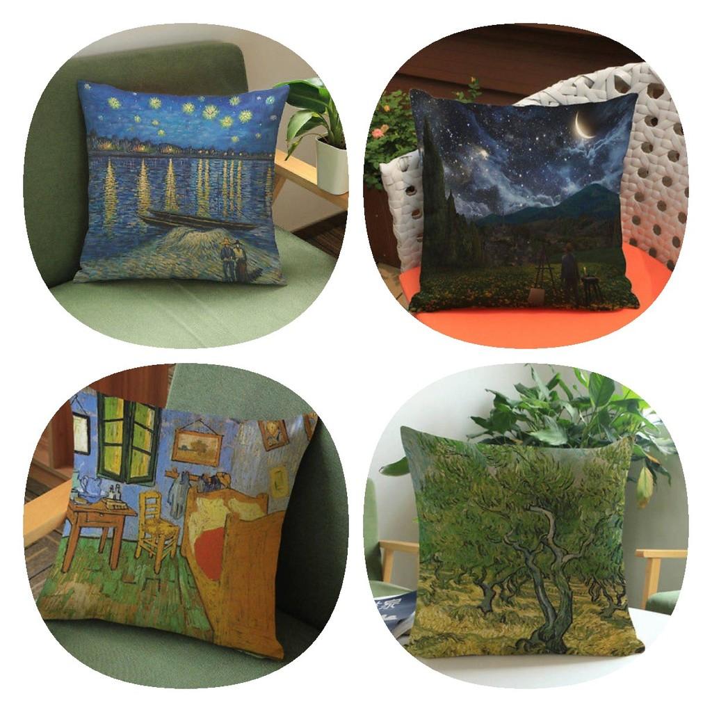 Moderne Künstlerische Ölmalerei Gedruckter Kissenbezug aus Baumwollleinen für Sofas und Autos