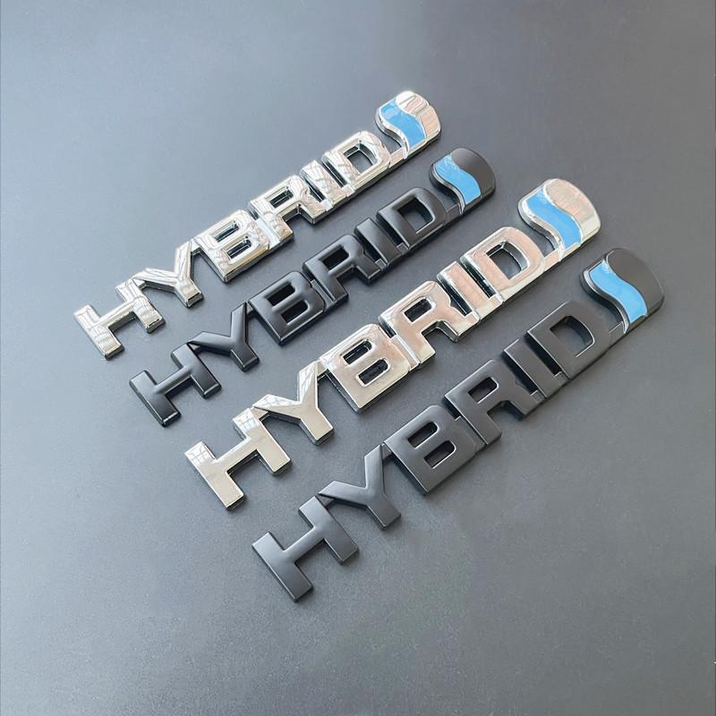 HAX1 3D Metal HYBRID Logo Side Fender Rear Trunk Emblem Badge Car Sticker Decals For Toyota Prius Camry Crown Auris Rav4s TRD
