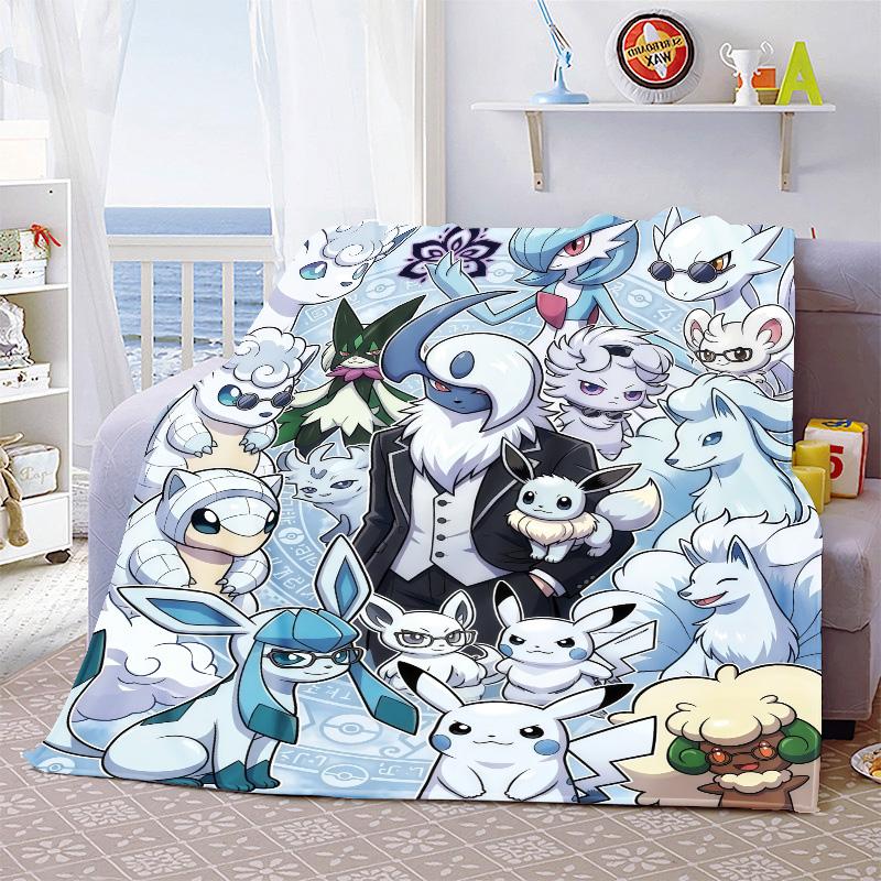 Pokemon Plush Flannel Blanket Soft Warm Lightweight Throw for Couch Sofa Bed Cozy Travel Home Decor Gift Idea -QJY