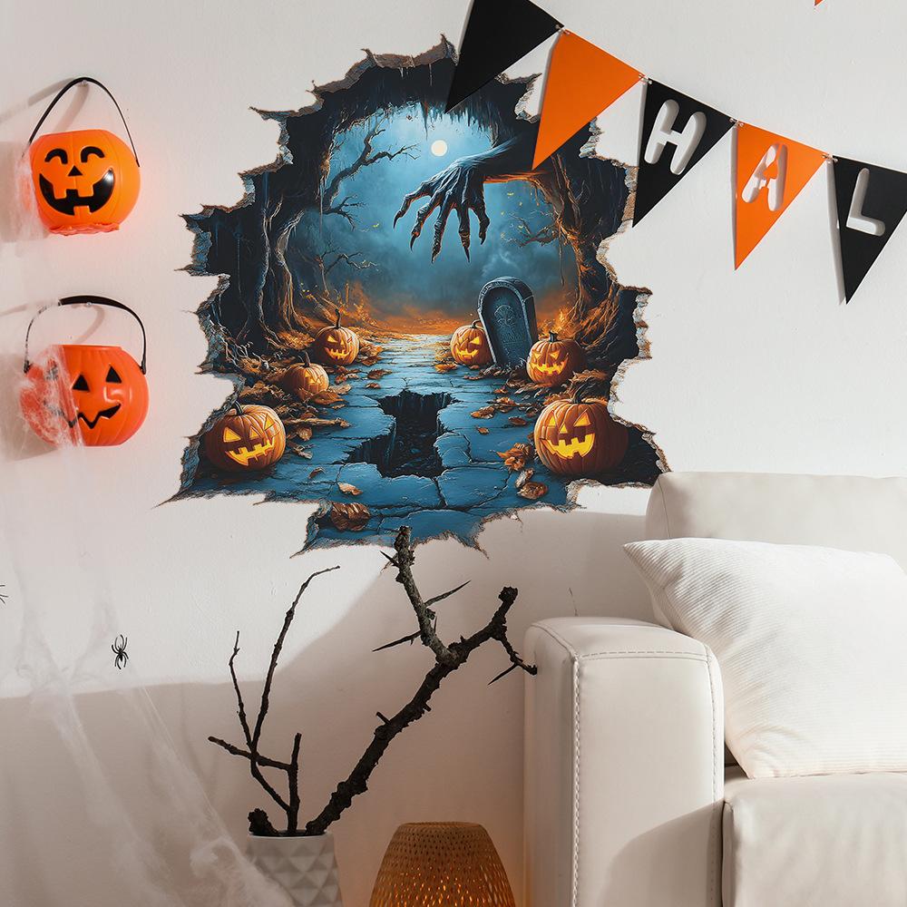Halloween Creative Wall-breaking Pumpkin Stickers for Bedroom Living Room and Home Atmosphere Decoration