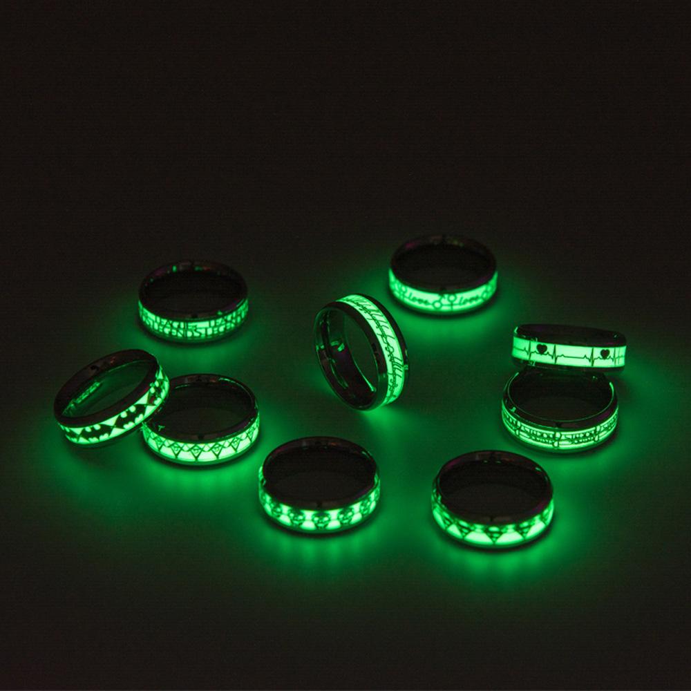 European and American Titanium Steel Luminous Magic Ring Fluorescent Ring Stainless Steel Jewelry