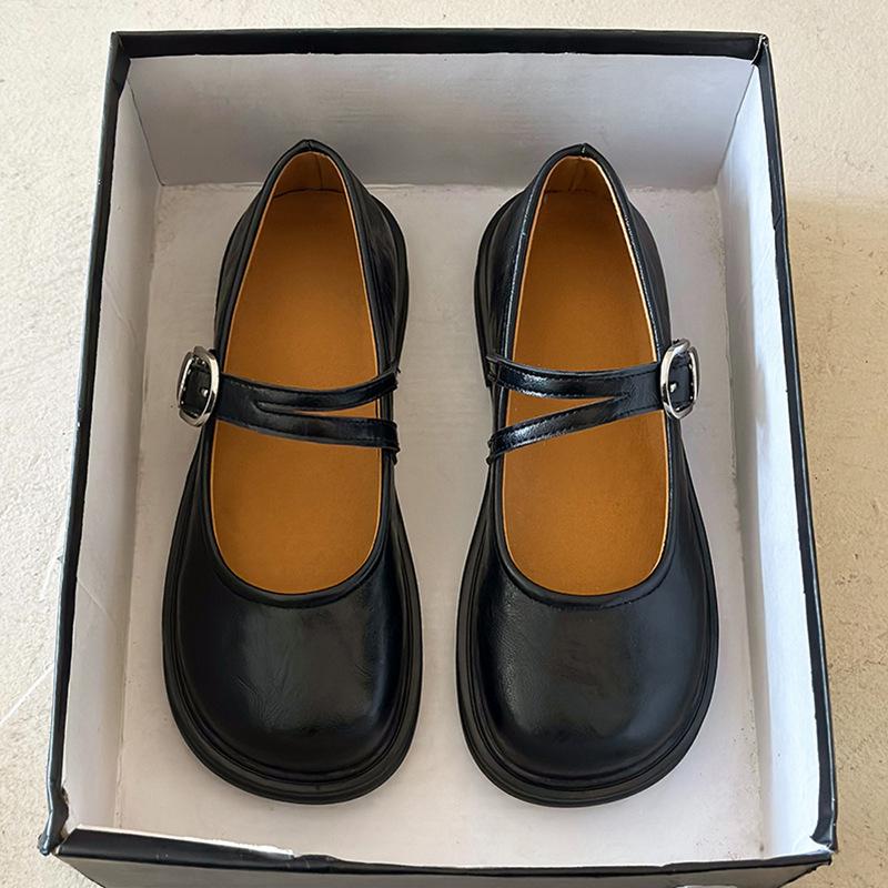 Shallow Mouth Mary Jane Shoes Women's 2025 Spring and Autumn Retro Round Head Low Heel Single Shoes Wind Uniform Small Leather Shoes