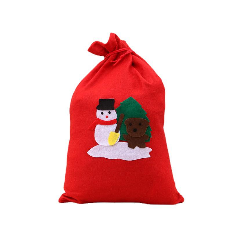 Handmade Santa Claus Christmas Gift Bag Backpack with Non-woven Applique