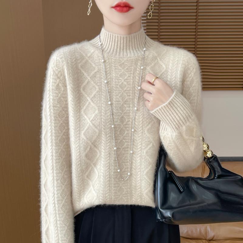 Damen Kaschmirpullover Qinghe Kaschmir 30% Kaschmir 70% Wolle warm und modisch Allrounder Herbst und Winter