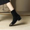 Autumn and Winter Fashion Boots Women's Low Heel Large Size Women's Boots Square Heel New Rubber Sole Korean Version Suede Black Medium Boots Women