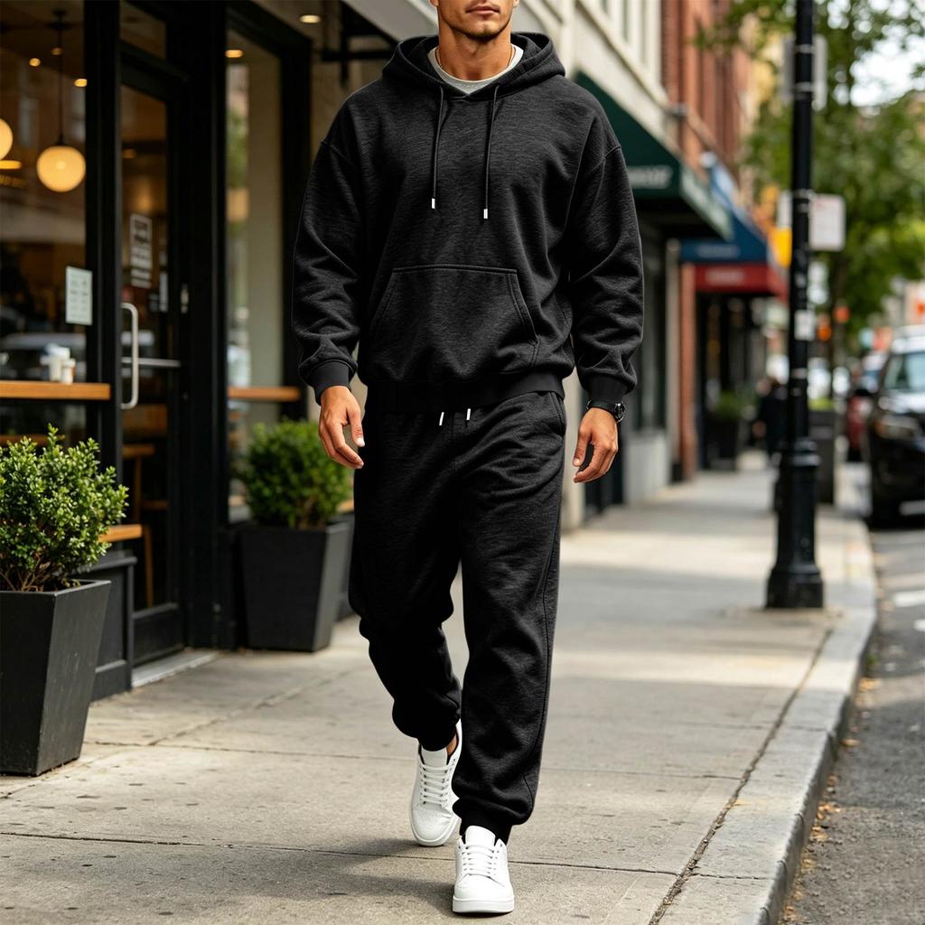 Men's Color Sweatsuit Trendy Casual Athletic Set for Spring and Fall