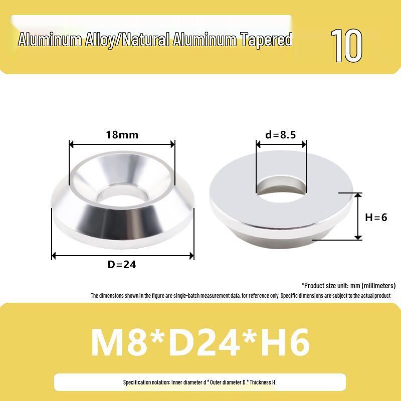 Colored Aluminum Alloy Countersunk Fish Eye Washers - M6/M8/M10