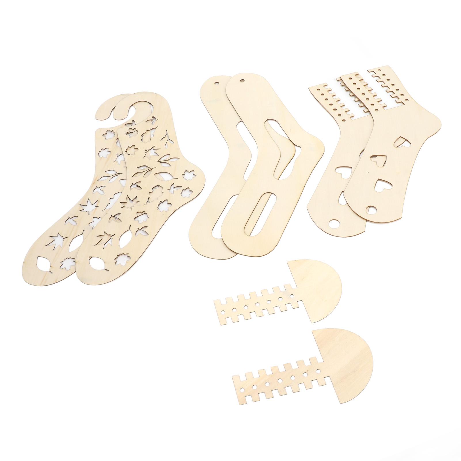 

6 Pieces Wooden Sock Blockers Stocking Display Molds Knitting Sock Stretcher for Craft Gift Making