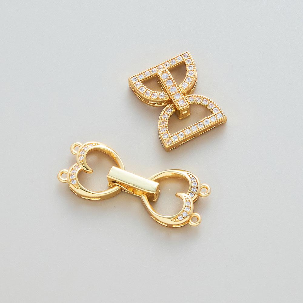 18K Gold-Plated Copper Pearl Necklace Clasp with Strong Color Retention - DIY Jewelry Accessory.