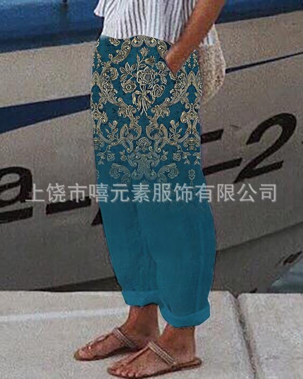 2025 Amazon's New Temperament Commuter 3D Digital Printing, Cotton and Linen Simple Crimped Casual Pants Can Be Printed