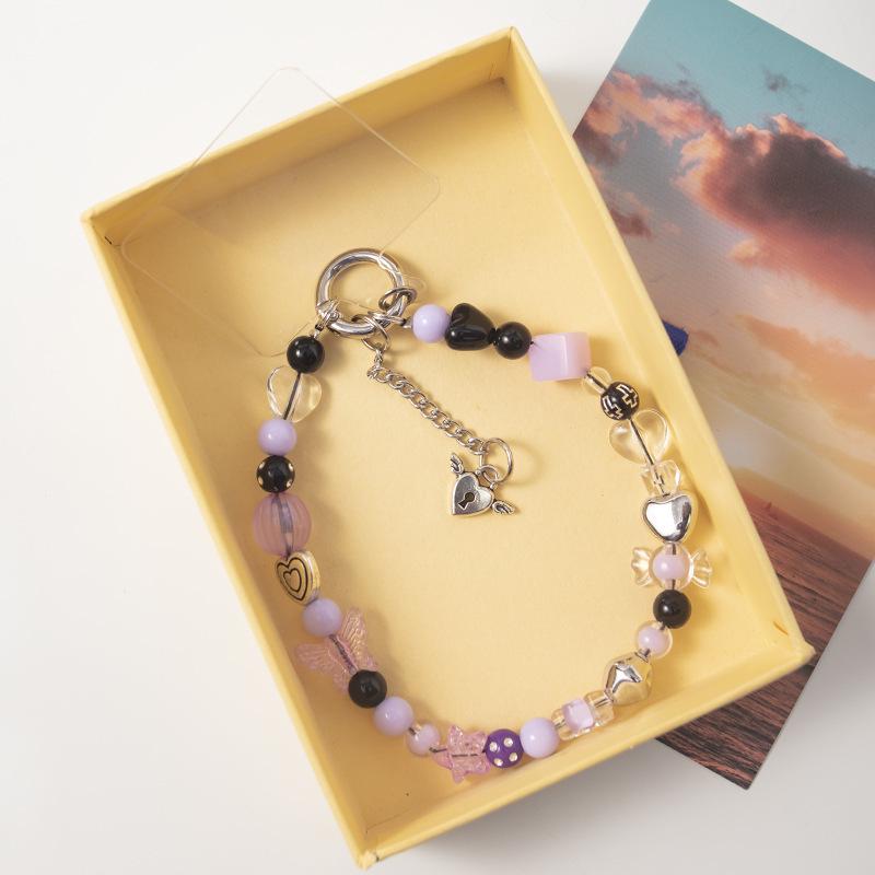 High-End Cartoon Butterfly & Flower Metal Cross Phone Wrist Strap Lanyard