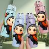 1PC Ladybug Insect Flower Cartoon Print 750ml Color Plastic Sports Water Bottle Leakproof Flip Straw Lid Suitable for Sports Office Home Use