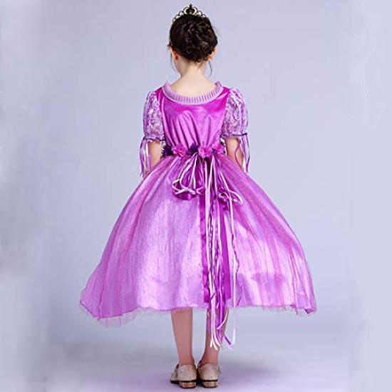 Rapunzel Princess Kids Purple [MANAMANA] Children's Dress, Dress, Tiara, Stick, 3-Piece Set, Costume, Purple, Girls, 130, 130cm,